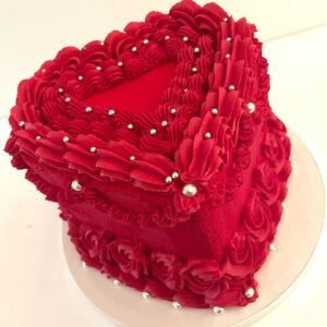 Red Valentines Cake Heart Shape