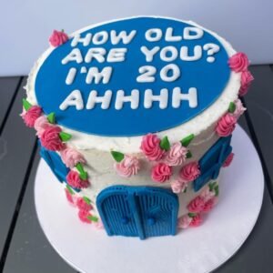 Retro French Door and Flower Design Cake