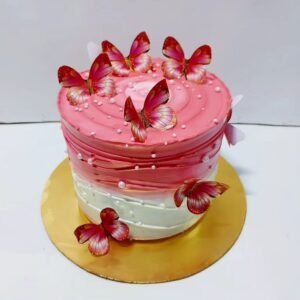 Red Cream Butterfly cake for her