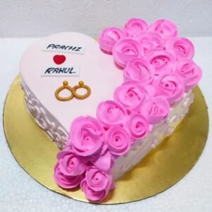 Engagement Heart shape Cream cake