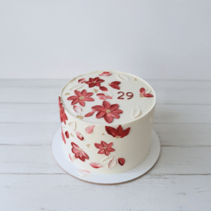 Cream Red flower Cake