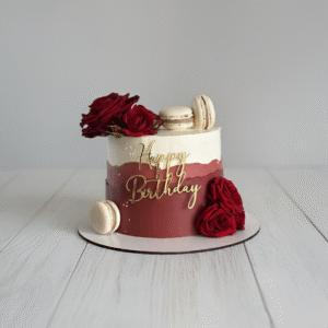 Red Rose Macaroon Cake